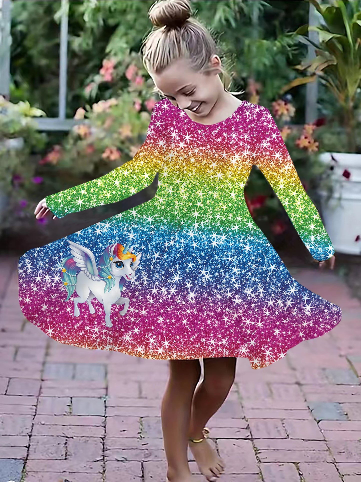 Spleißen Schneemann Langarm Kleid Mädchen Weihnachten / Prinzessin Herbst Winter