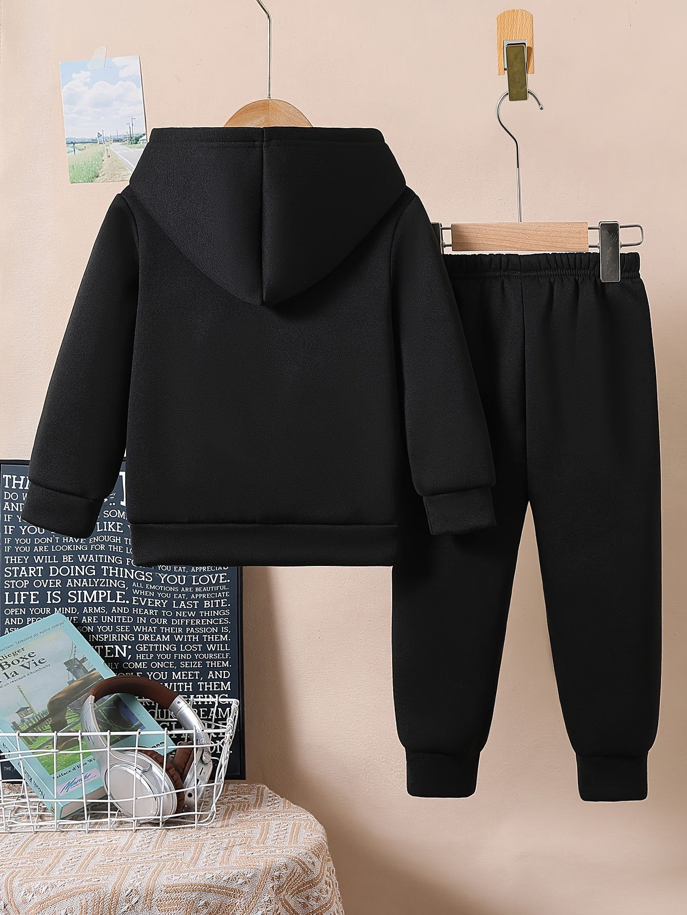 Herbst- und Winter-Zweiteiler für Mädchen, Hoodie mit Kapuze und Hose
