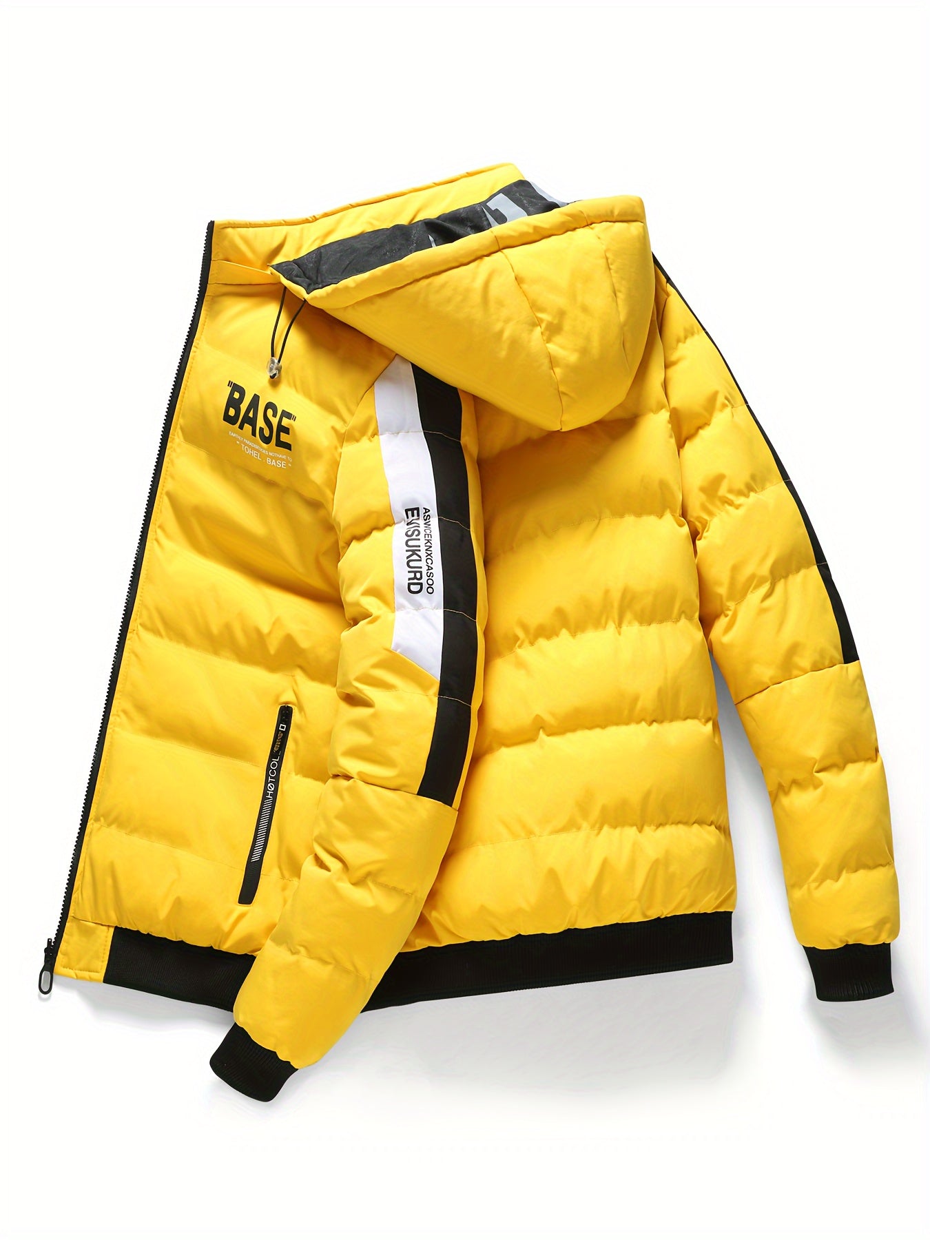 Pufferjacke mit Kapuze für Herren – Lässige Winterjacke aus 100 % Polyester
