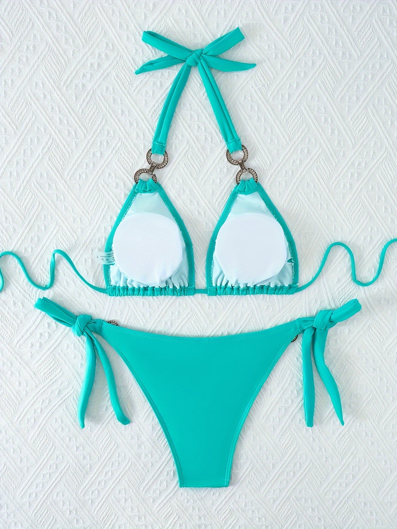 2-teiliges Bikini-Set mit Neckholder und Kettengliedern und Bindeband