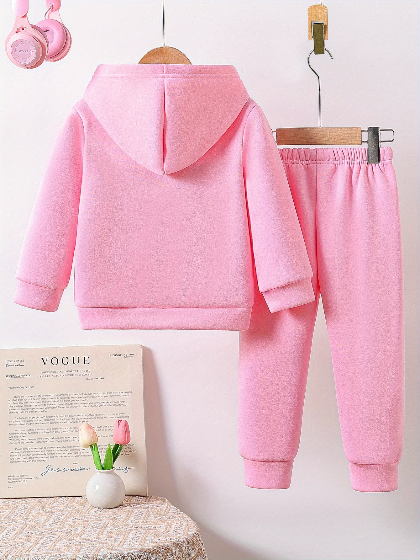 Herbst- und Winter-Zweiteiler für Mädchen, Hoodie mit Kapuze und Hose