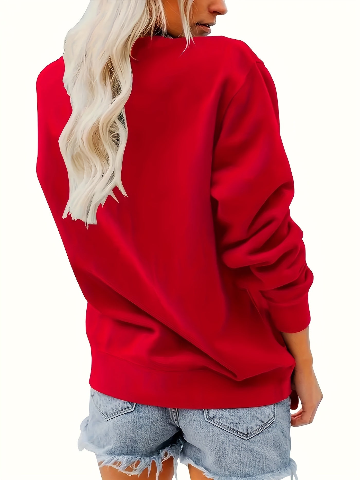 Elegantes Rundhals-Sweatshirt für Damen mit kreativem Herz-Design