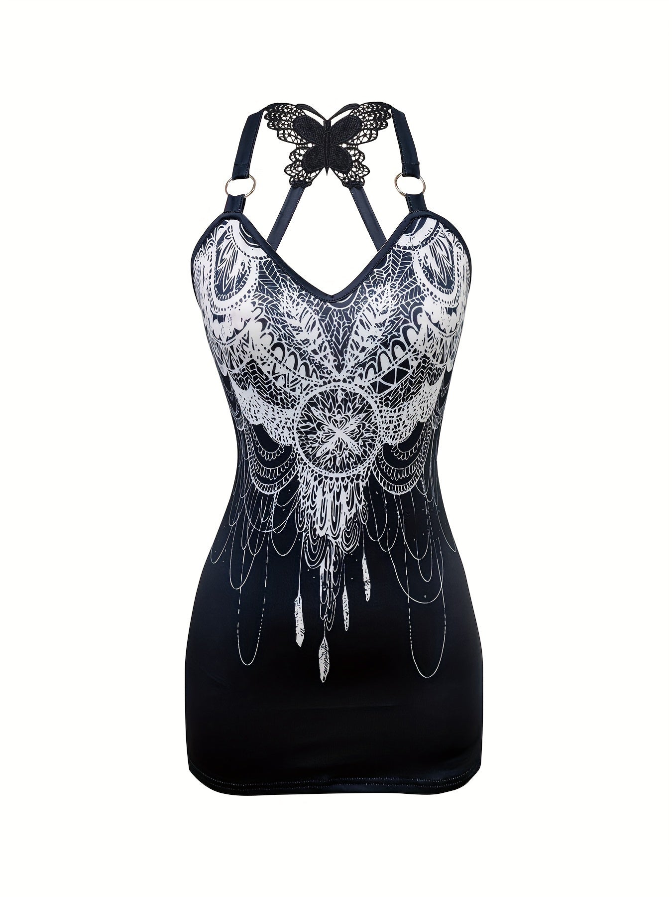2-teiliges Set im ethnischen Stil, Tanktop mit Schmetterlingsrücken und Schlaghose