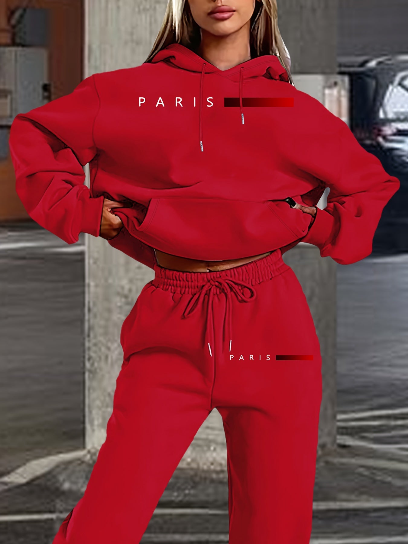 Paris lässiges Hoodie- und Jogginganzug-Set für Damen Herbst/Winterkollektion