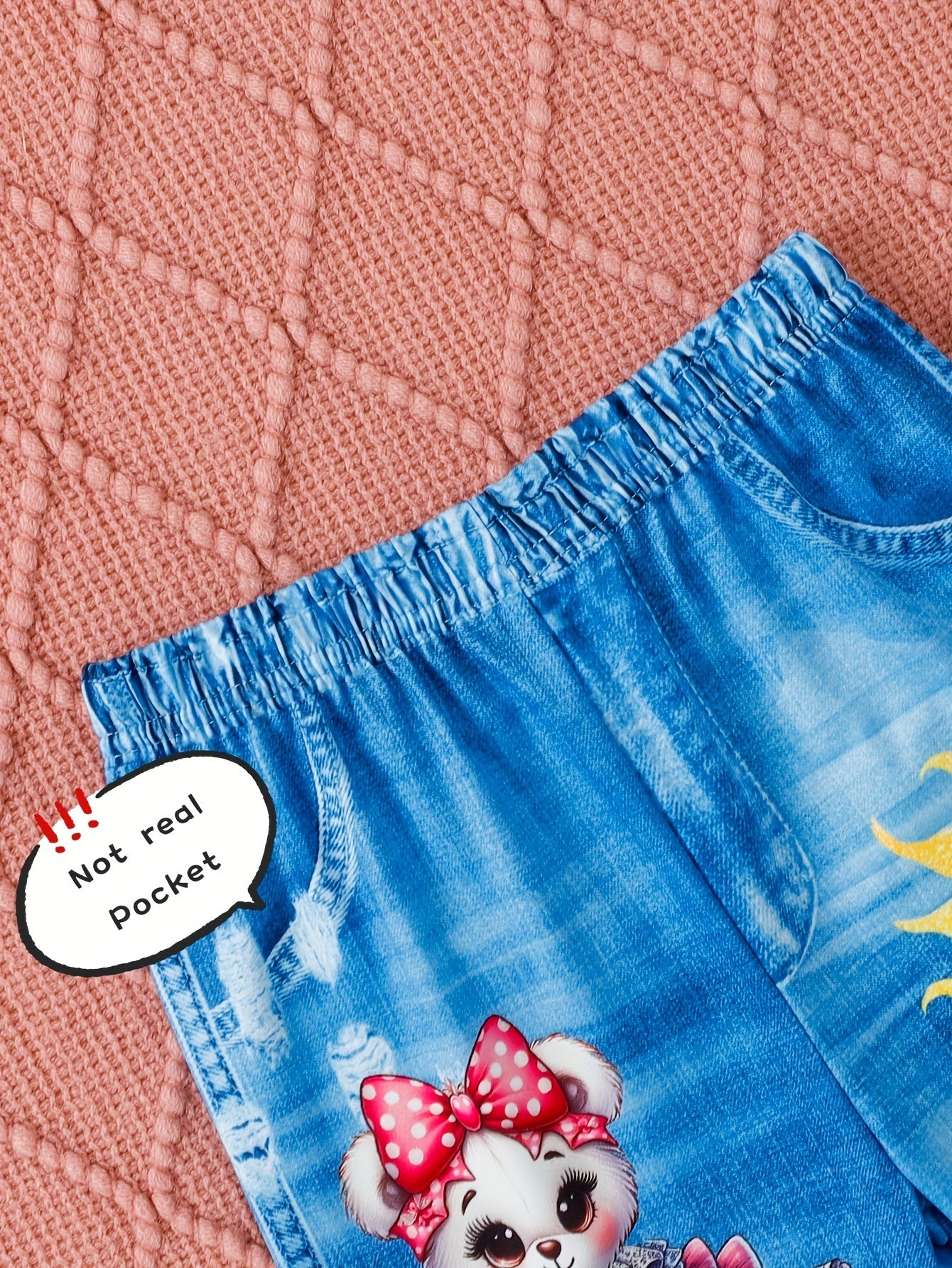 2-teiliges Outfit-Set für Mädchen – Langarmoberteil und Leggings (Jeansimitat)