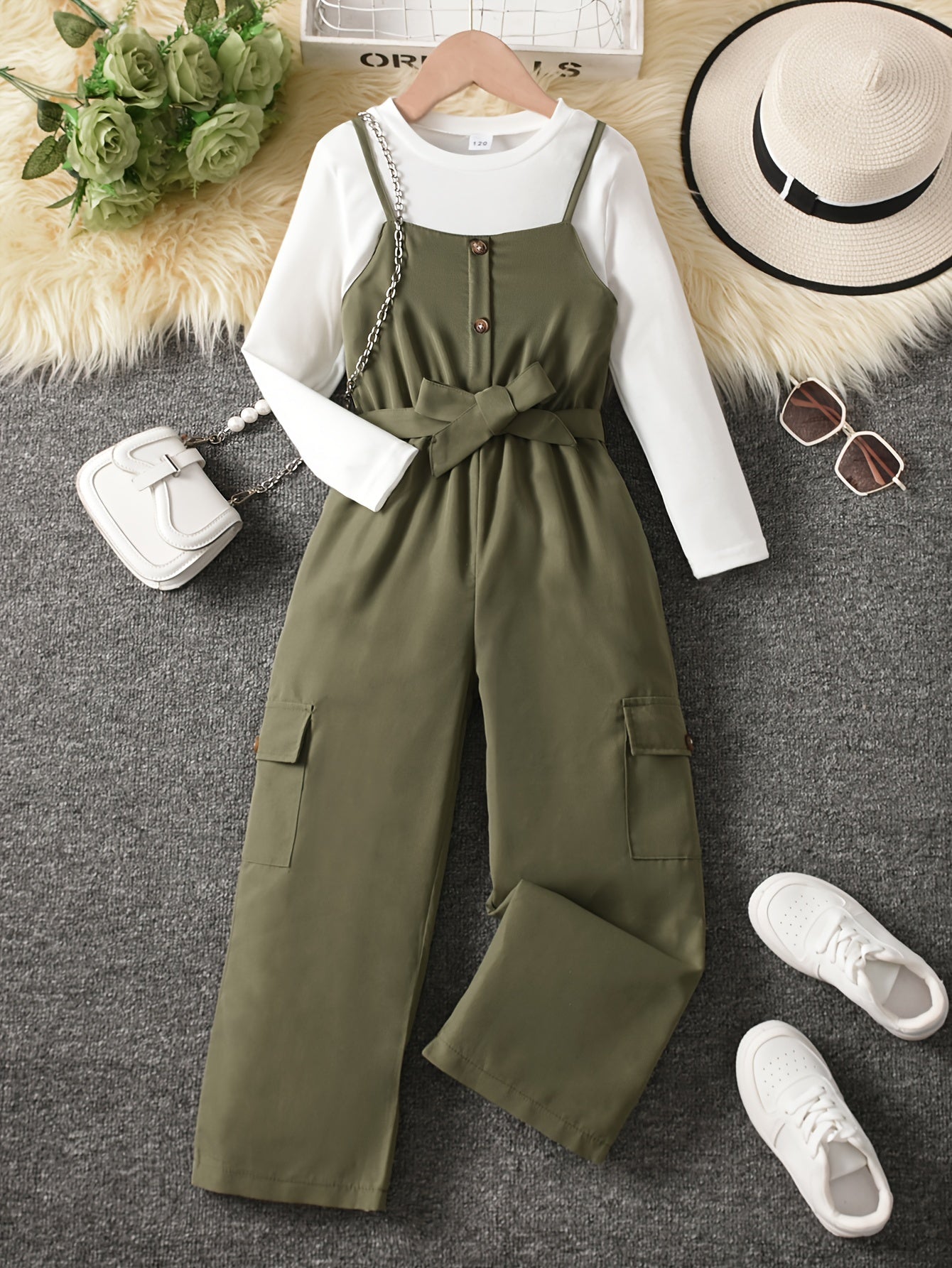 GOKISTOTR 2-teiliges Outfit-Set für Mädchen –Langarm-Shirt und stylischer Overall
