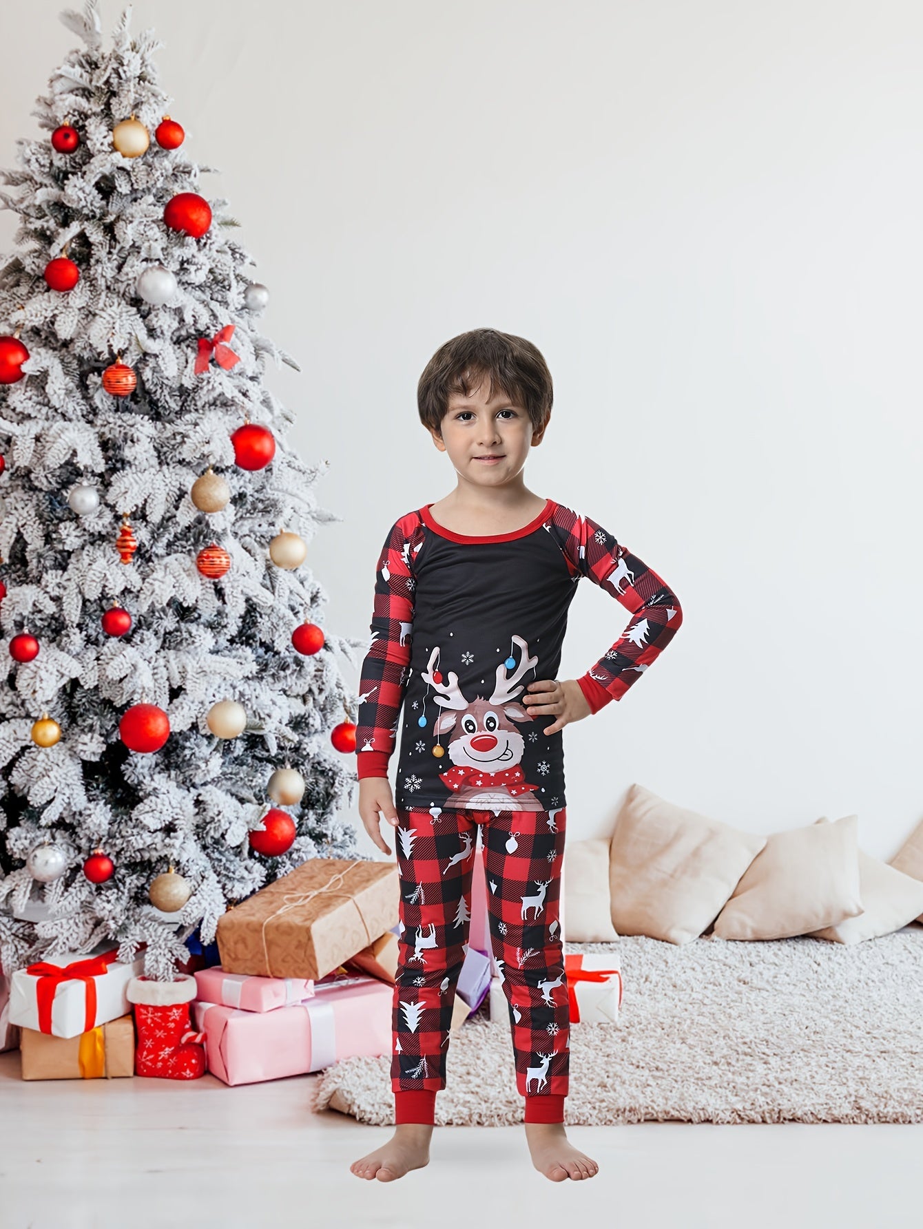 Weihnachtspyjama-Set für die ganze Familie mit Rentier Stretch 2-teilig
