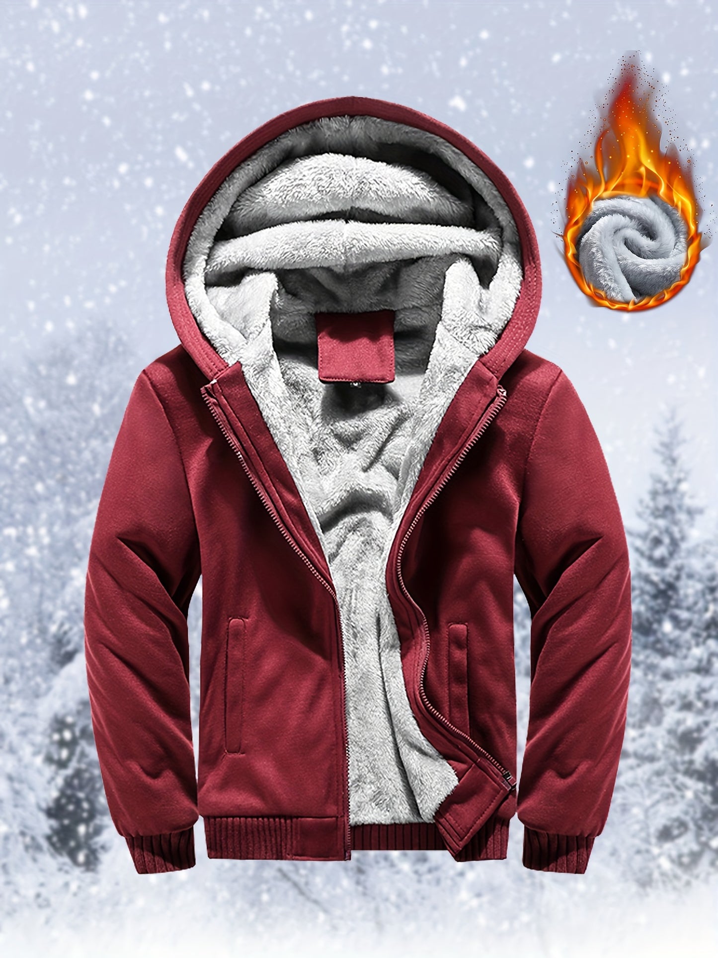 Warme, lässige Sweatshirtjacke für den Winter, Fleecejacke mit Reißverschluss