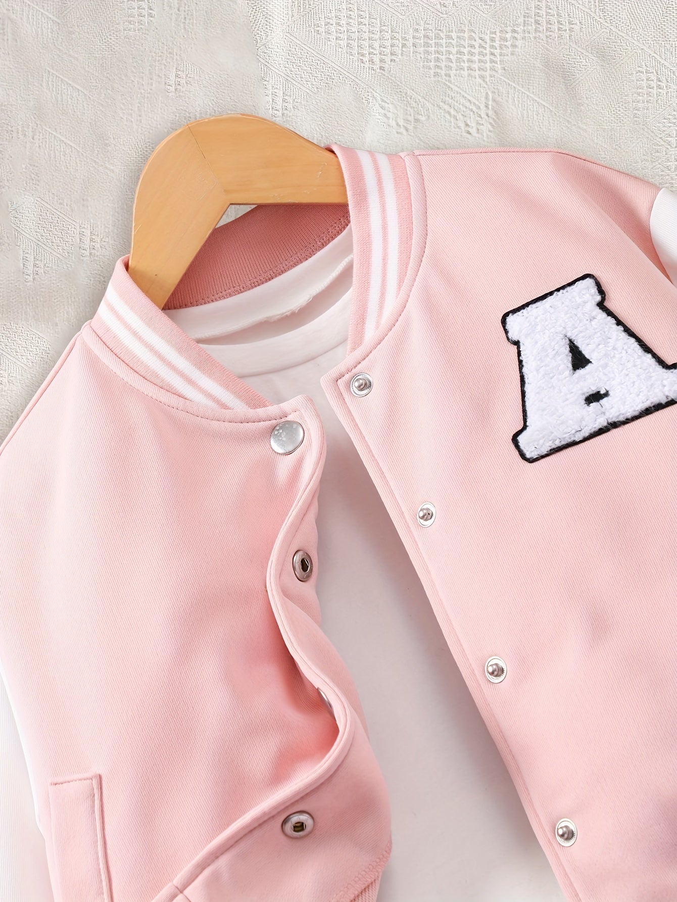 Preppy-Set aus Baseballjacke und Faltenrock für Mädchen – Lange Ärmel
