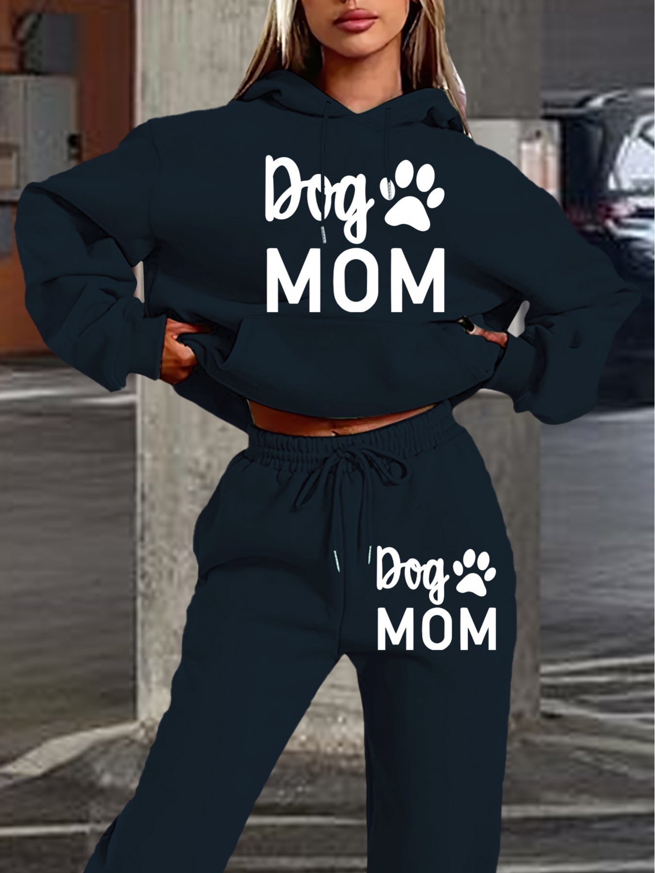 Damen-Set mit Kapuzenpullover und Hose Dog & Mom Herbst-/Wintermode