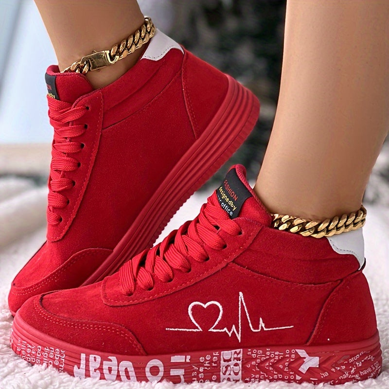 Lässige Sneakers mit Herz-Design für Damen, bequeme Skateschuhe mit weicher Sohle