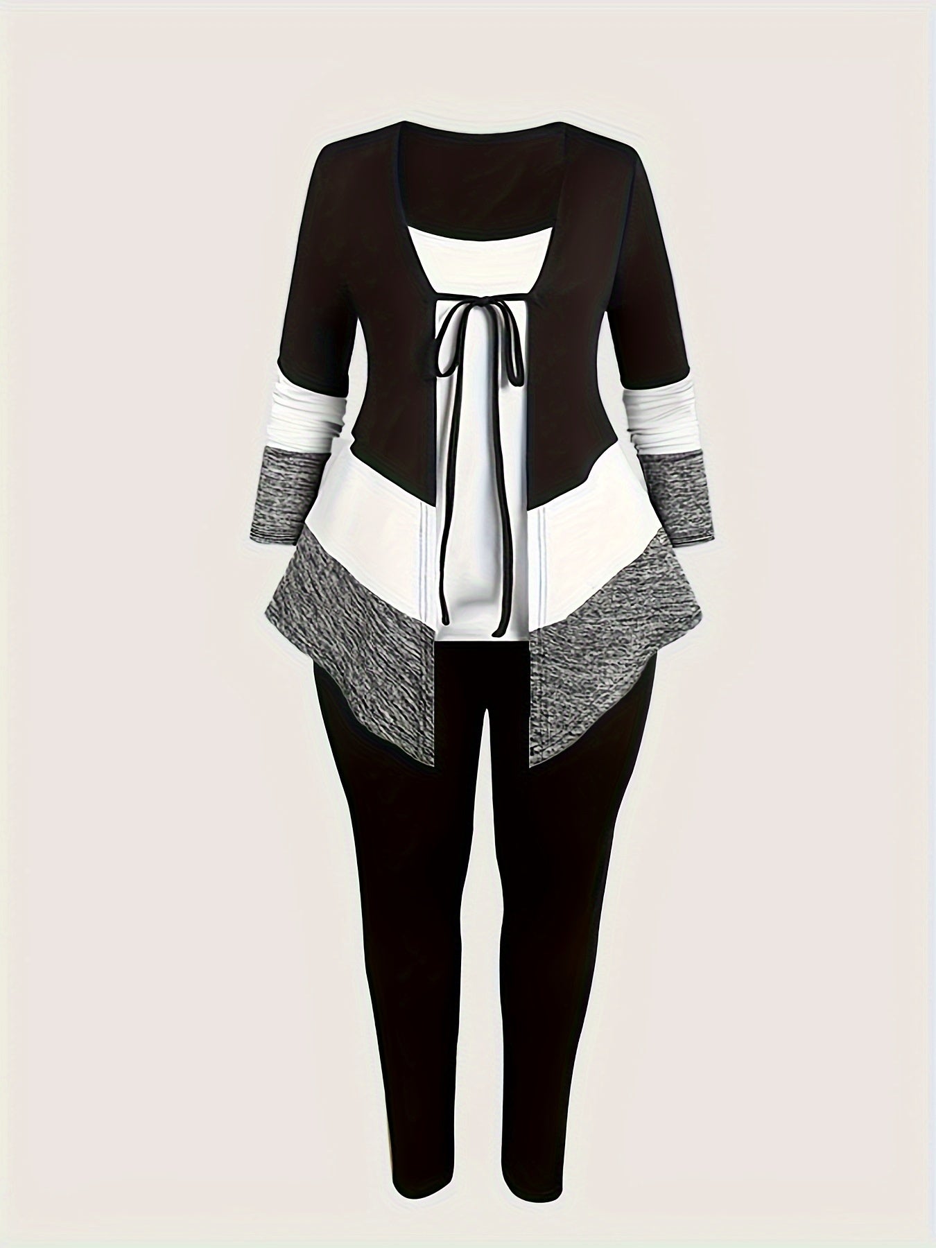 3-teiliges Damen-Set langärmliger Cardigan, Camisole-Oberteil enge Leggings