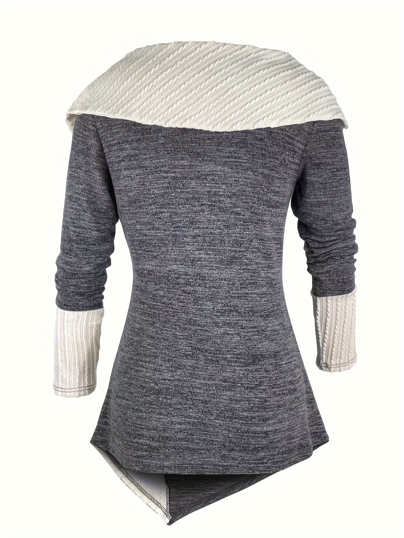 Elegantes Langarm-Stricktop Pullover für Damen – asymmetrischer Saum