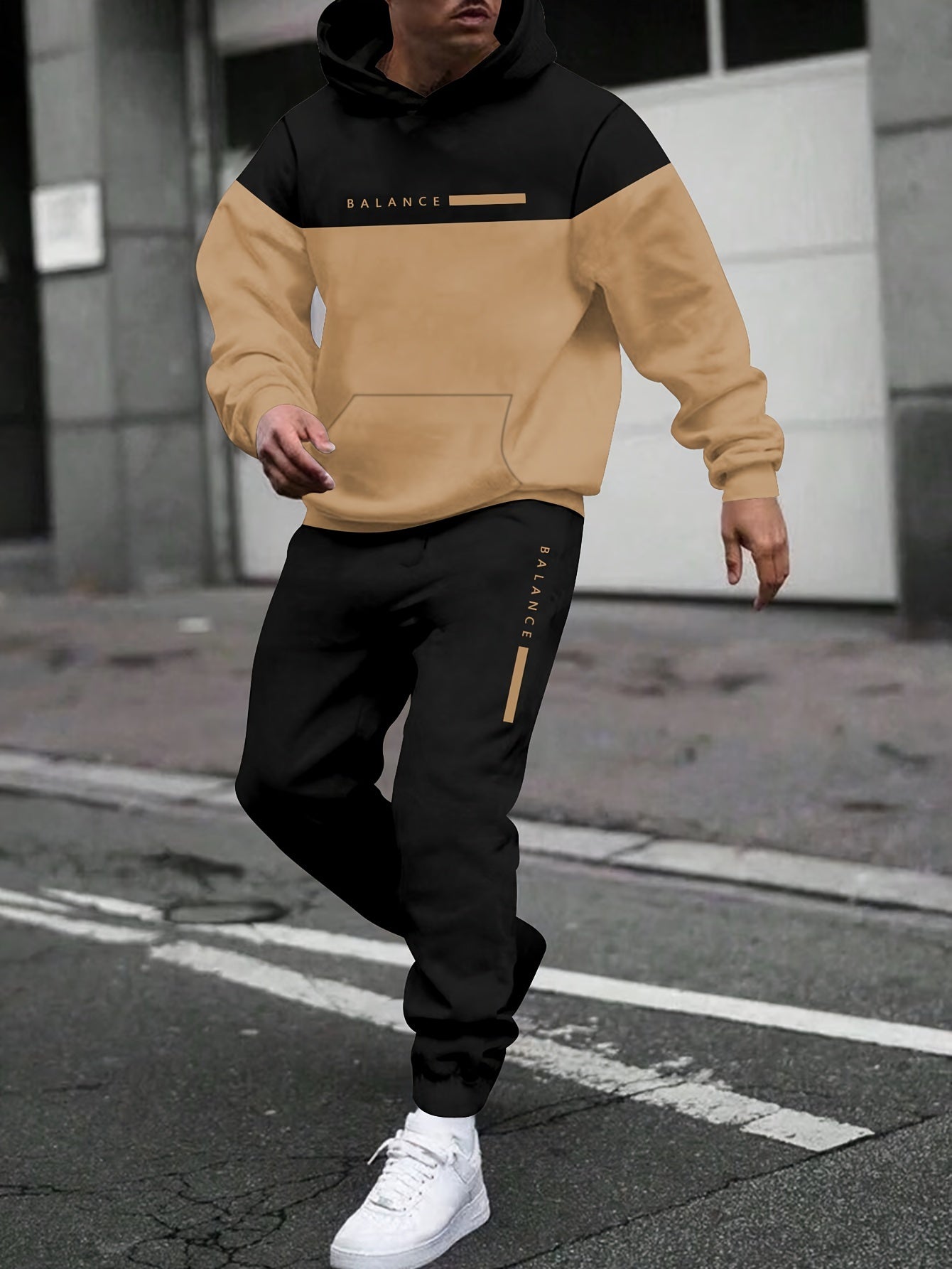 Balance Lässiges Kapuzenpullover- und Jogginghosen-Set für Herren