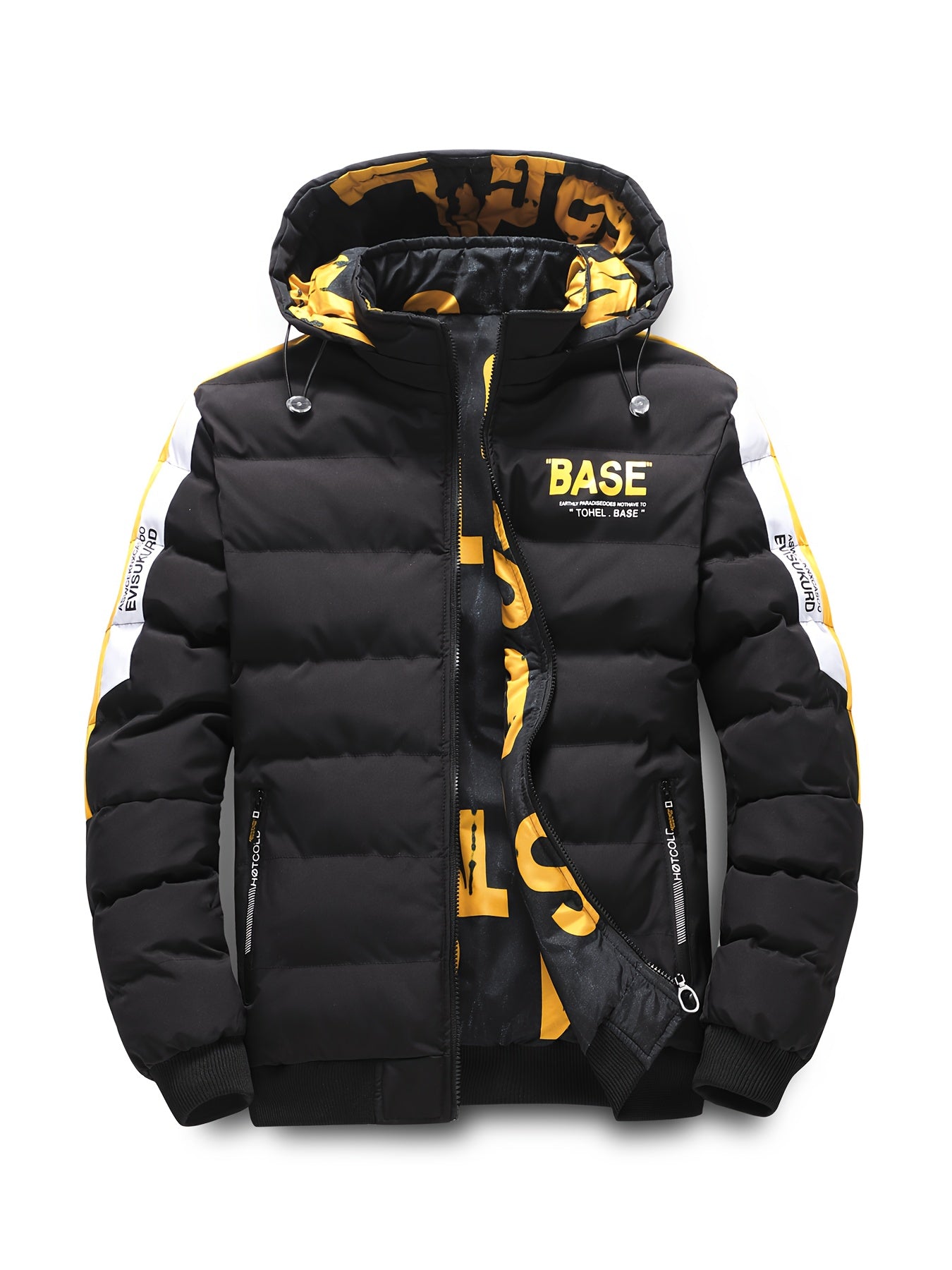 Pufferjacke mit Kapuze für Herren – Lässige Winterjacke aus 100 % Polyester