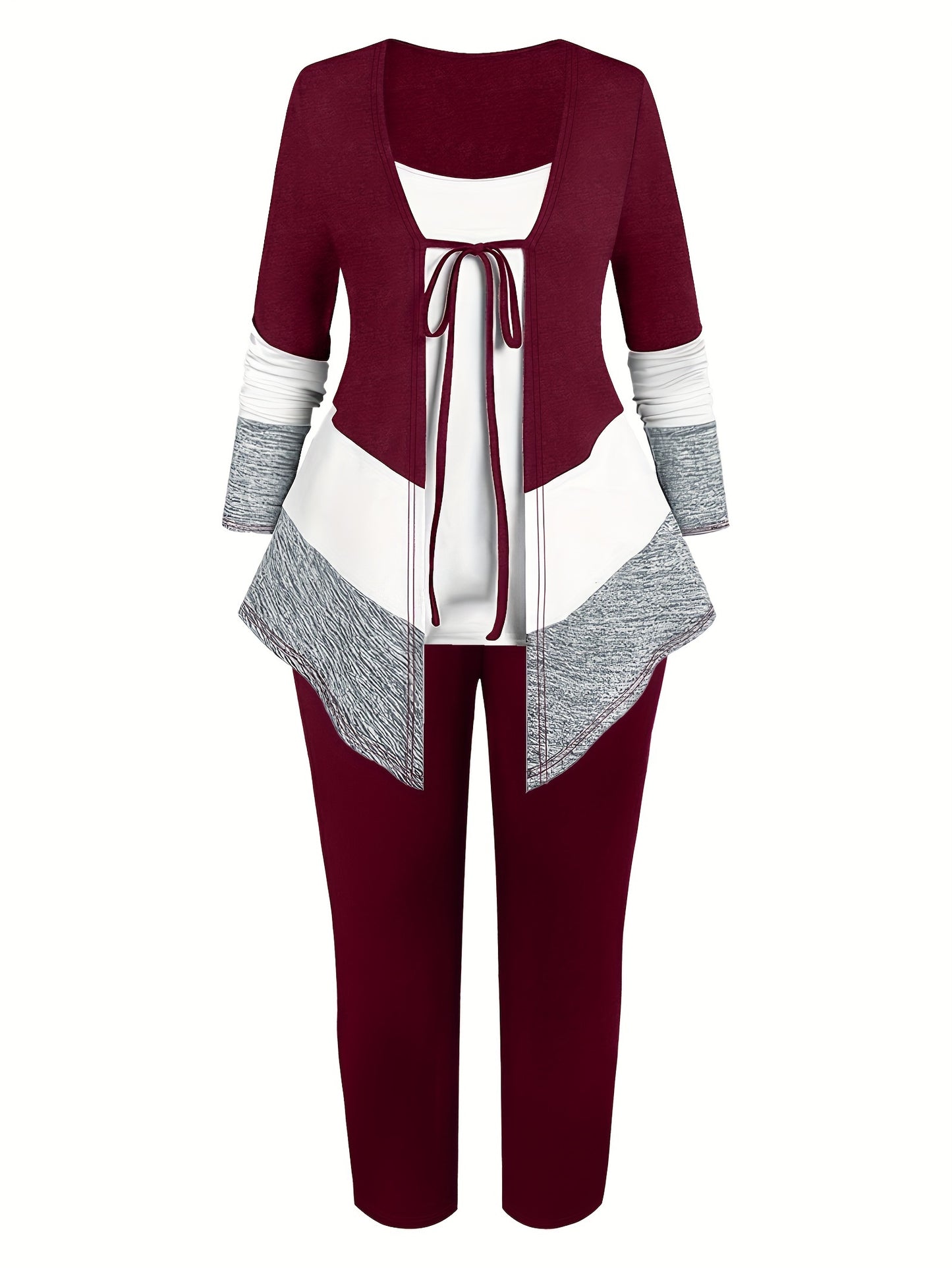 3-teiliges Damen-Set langärmliger Cardigan, Camisole-Oberteil enge Leggings