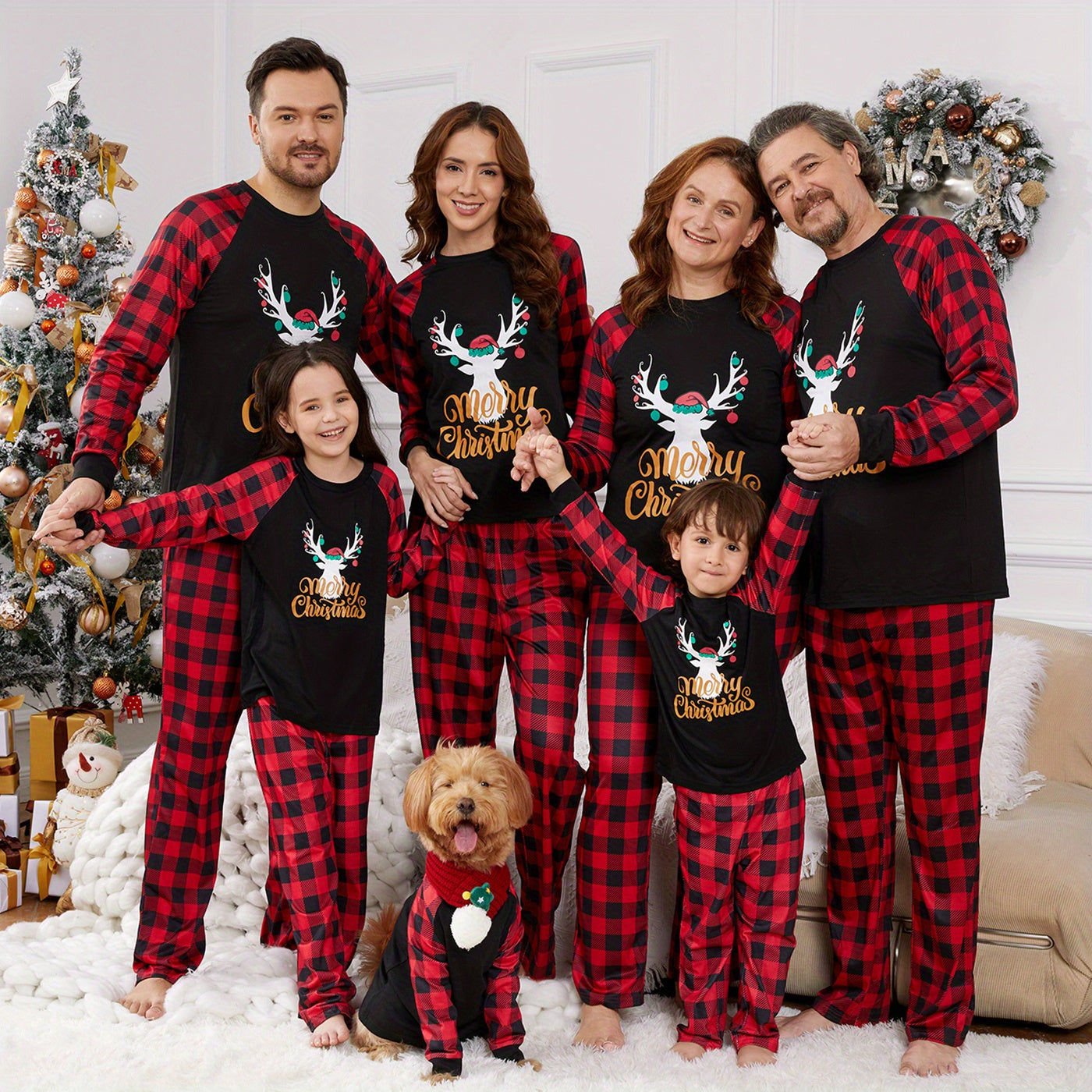 PatPat Weihnachts-Familien-Schlafanzug-Set