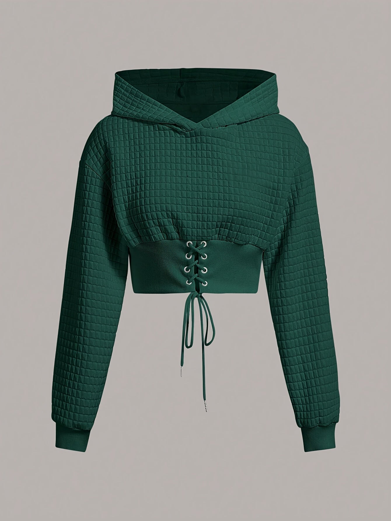 Kurzer Crop Hoodie mit gekreuzter Vorderseite und Bindeband, lässig, Kapuze