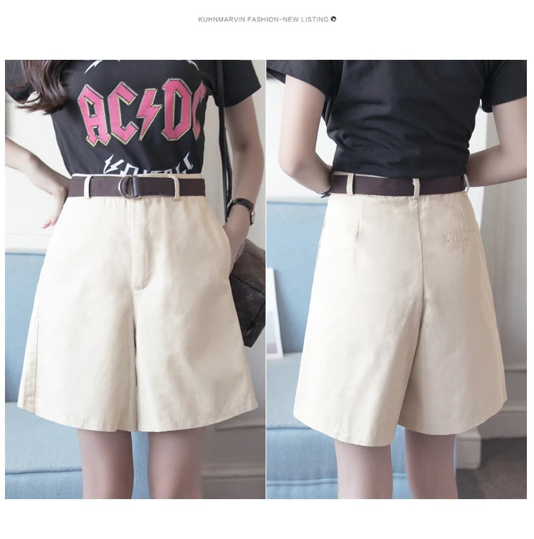 Jielur Shorts mit Gürtel kurze Hose