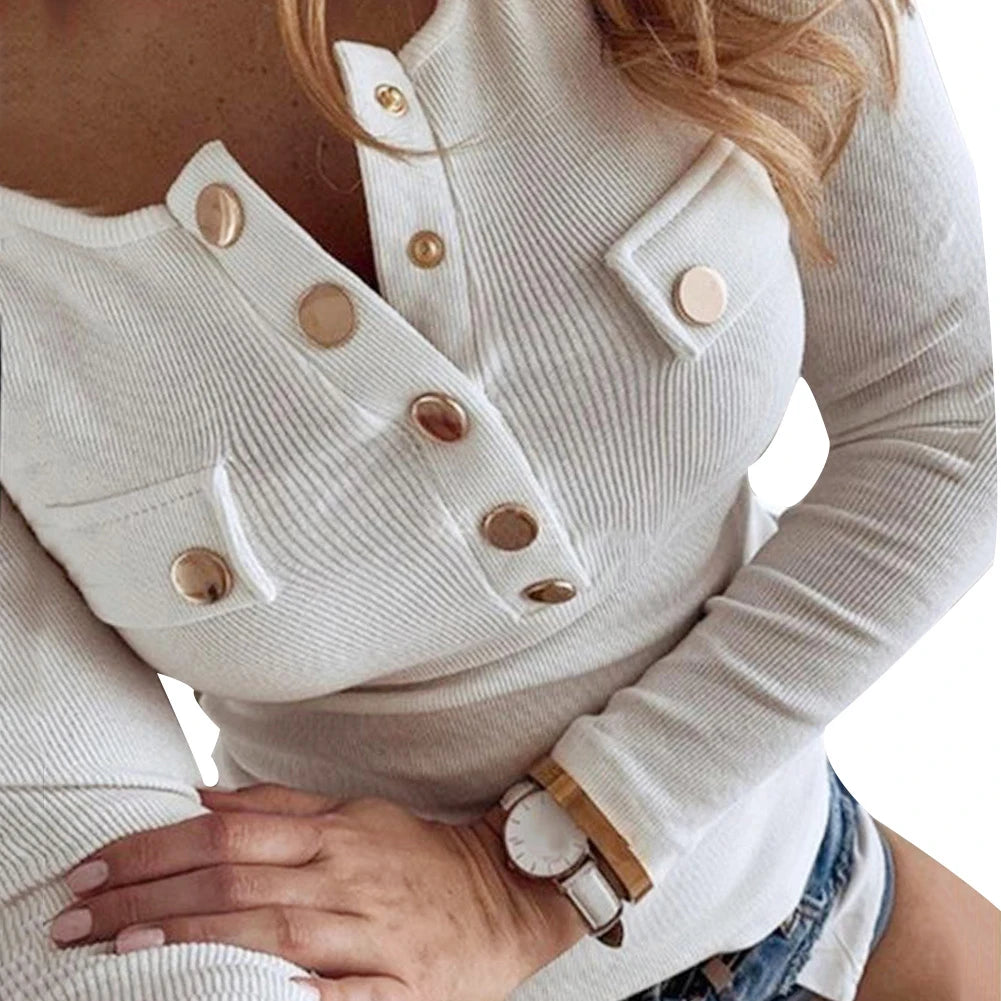 Langarmshirt Sanwood mit Knöpfen