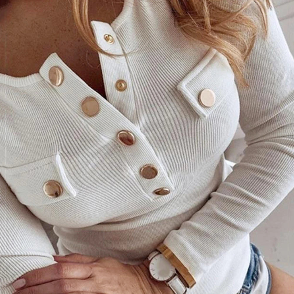 Langarmshirt Sanwood mit Knöpfen