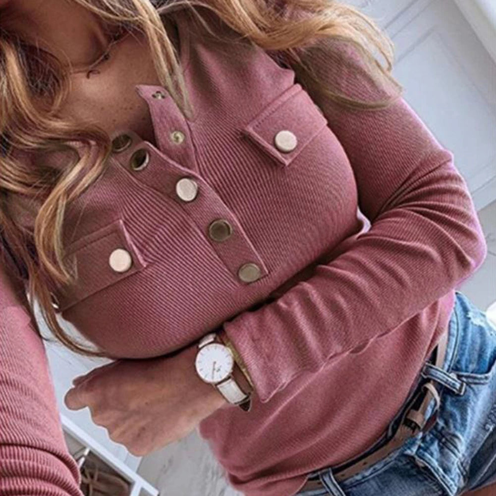 Langarmshirt Sanwood mit Knöpfen