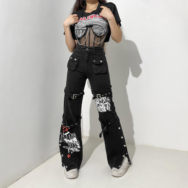 Goocher E-Girl Gothic Cargohose / Hose