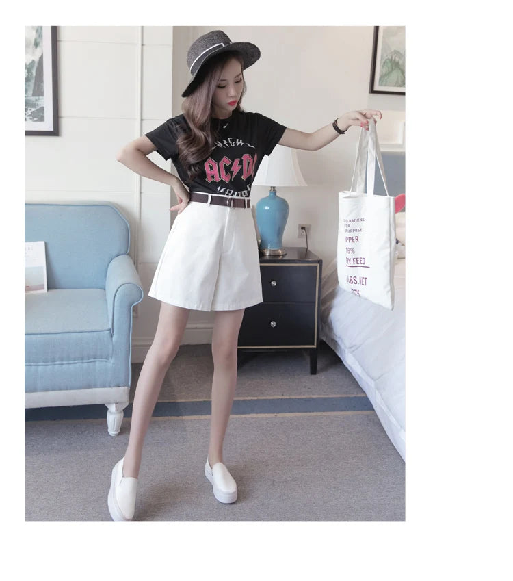 Jielur Shorts mit Gürtel kurze Hose