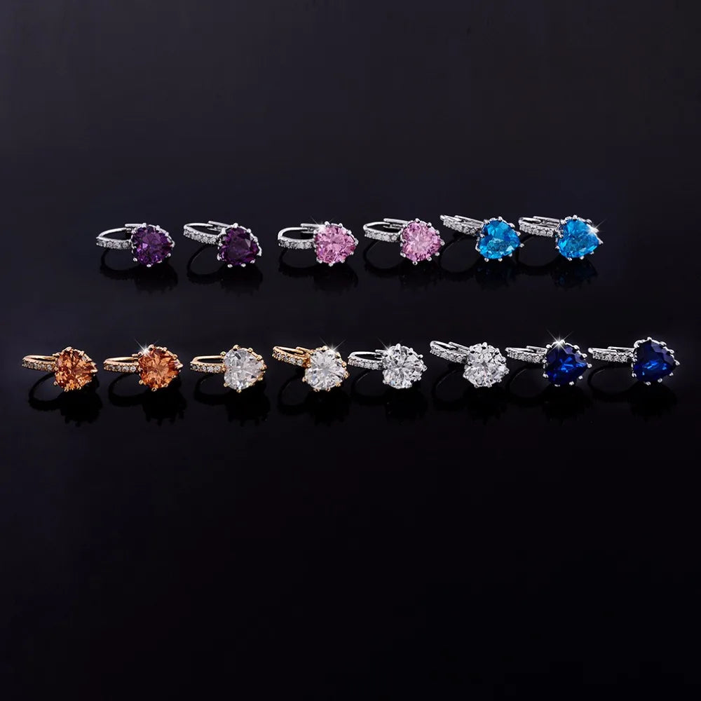 Romantische Herz Kristall Schleife Ohrring Farbe 925 Sterling Silber