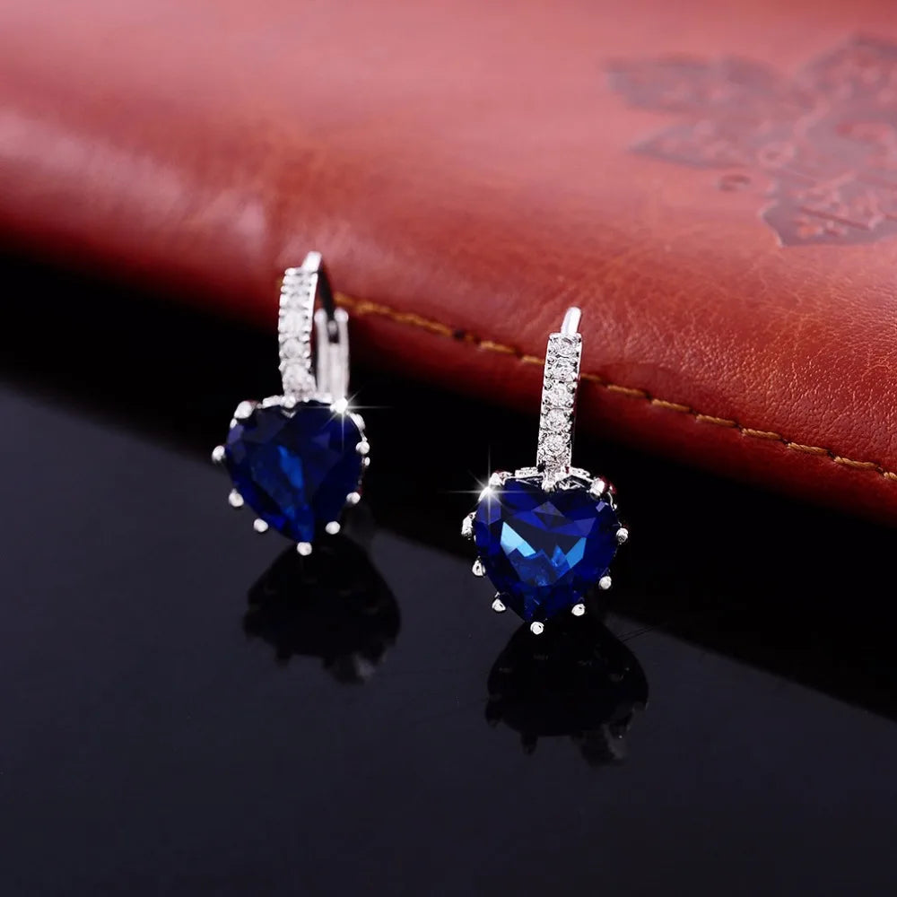 Romantische Herz Kristall Schleife Ohrring Farbe 925 Sterling Silber