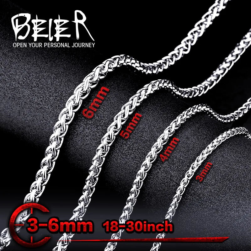 Beier 3mm/4mm/5mm/6mm Breite 316L Edelstahl Halskette