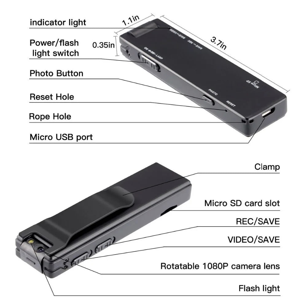 Vandlion A3 Mini Digital Camara HD Flashlight Micro Cam Magnetik 1080P