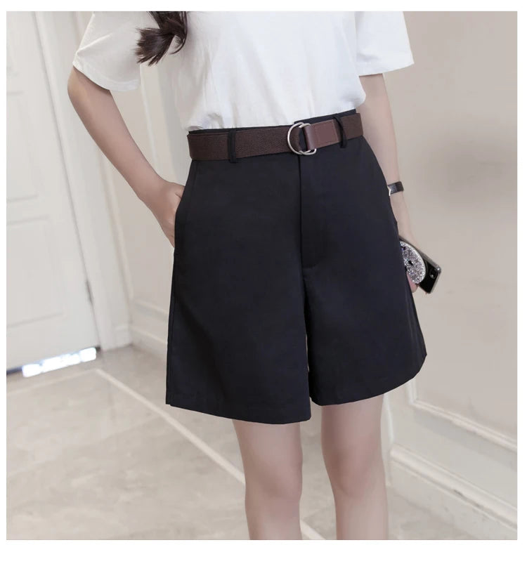 Jielur Shorts mit Gürtel kurze Hose