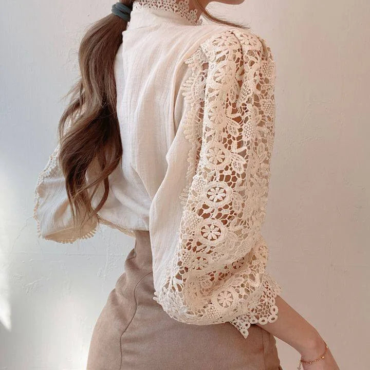XWOMENDAY Elegante Blumenspitzen Bluse 2024