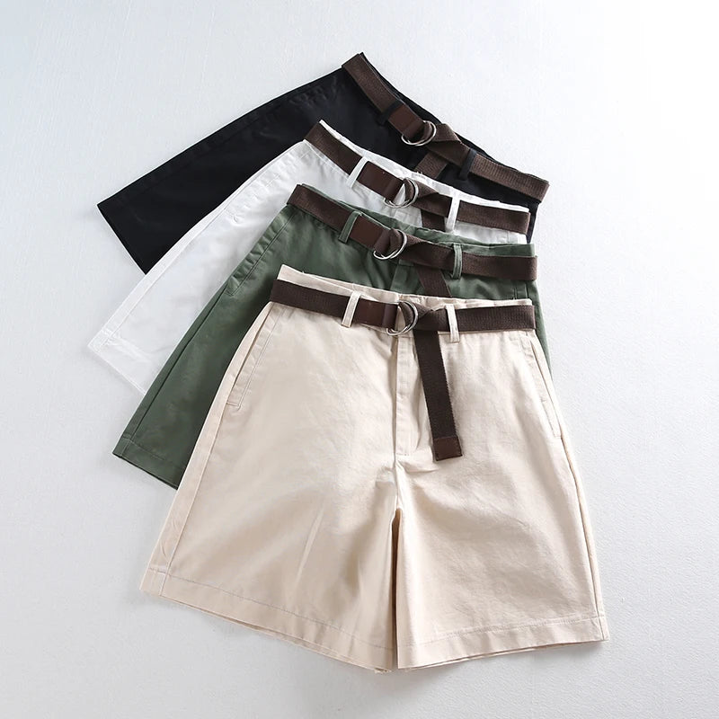 Jielur Shorts mit Gürtel kurze Hose