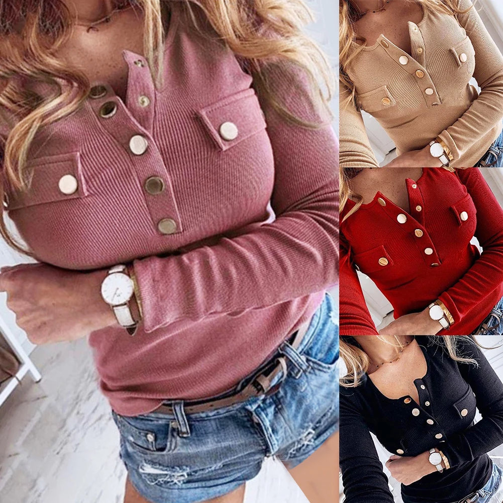 Langarmshirt Sanwood mit Knöpfen