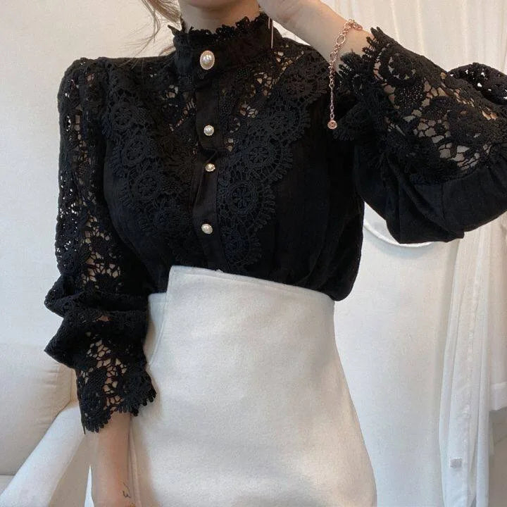 XWOMENDAY Elegante Blumenspitzen Bluse 2024