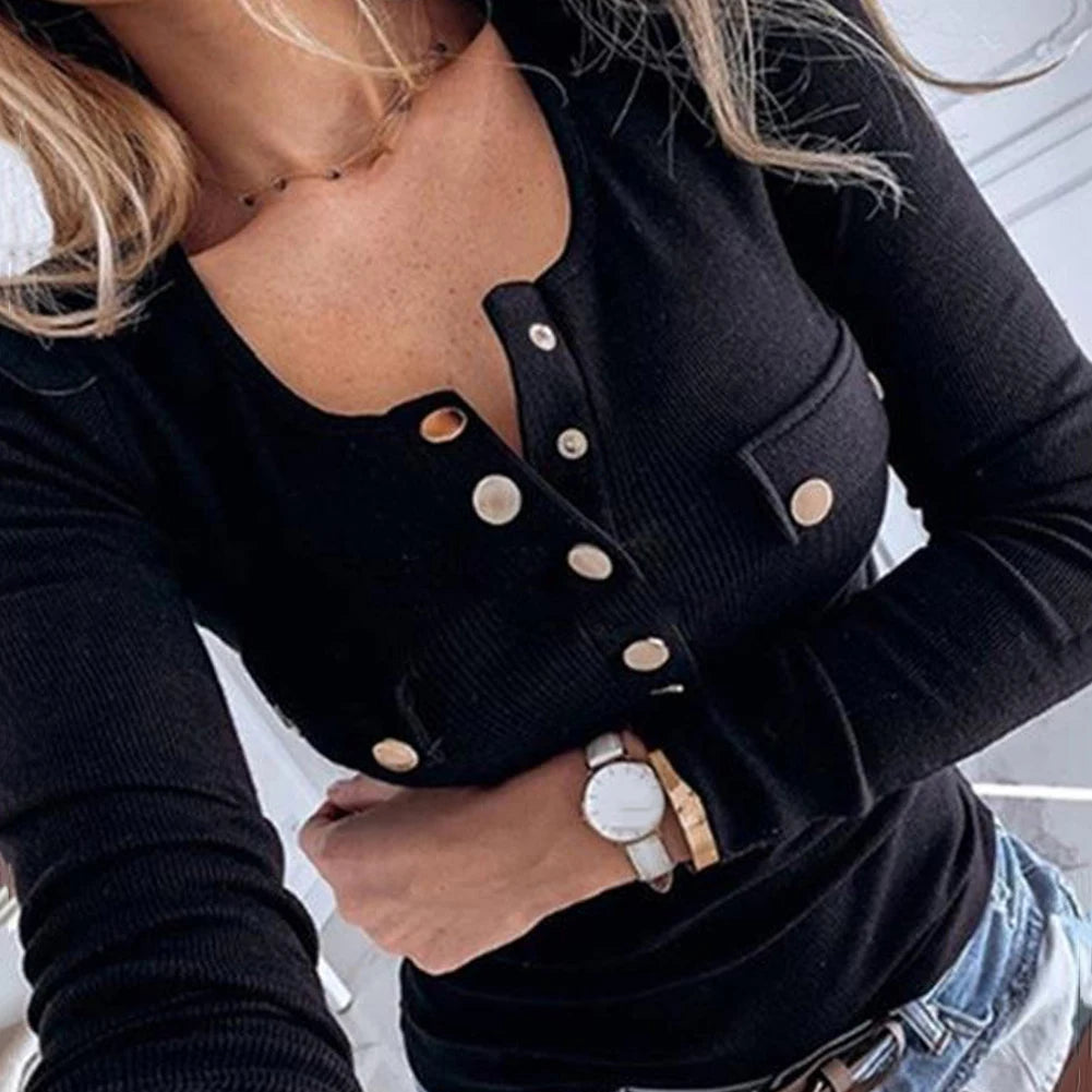 Langarmshirt Sanwood mit Knöpfen