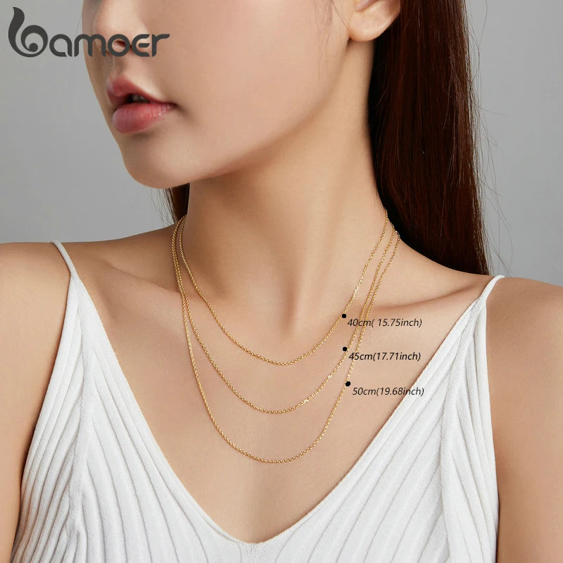 BAMOER Klassische Grundlegende Kette 100% 925 Sterling Silber