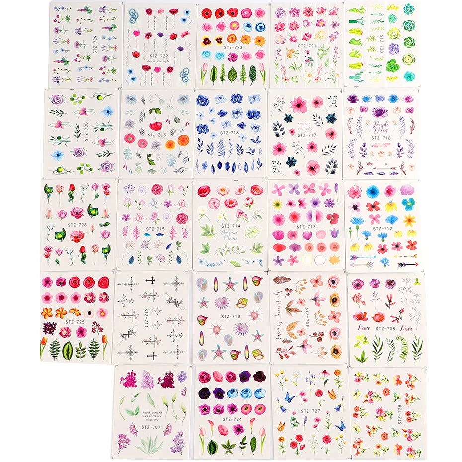 100 Stück Nagelaufkleber Abziehbilder Sets