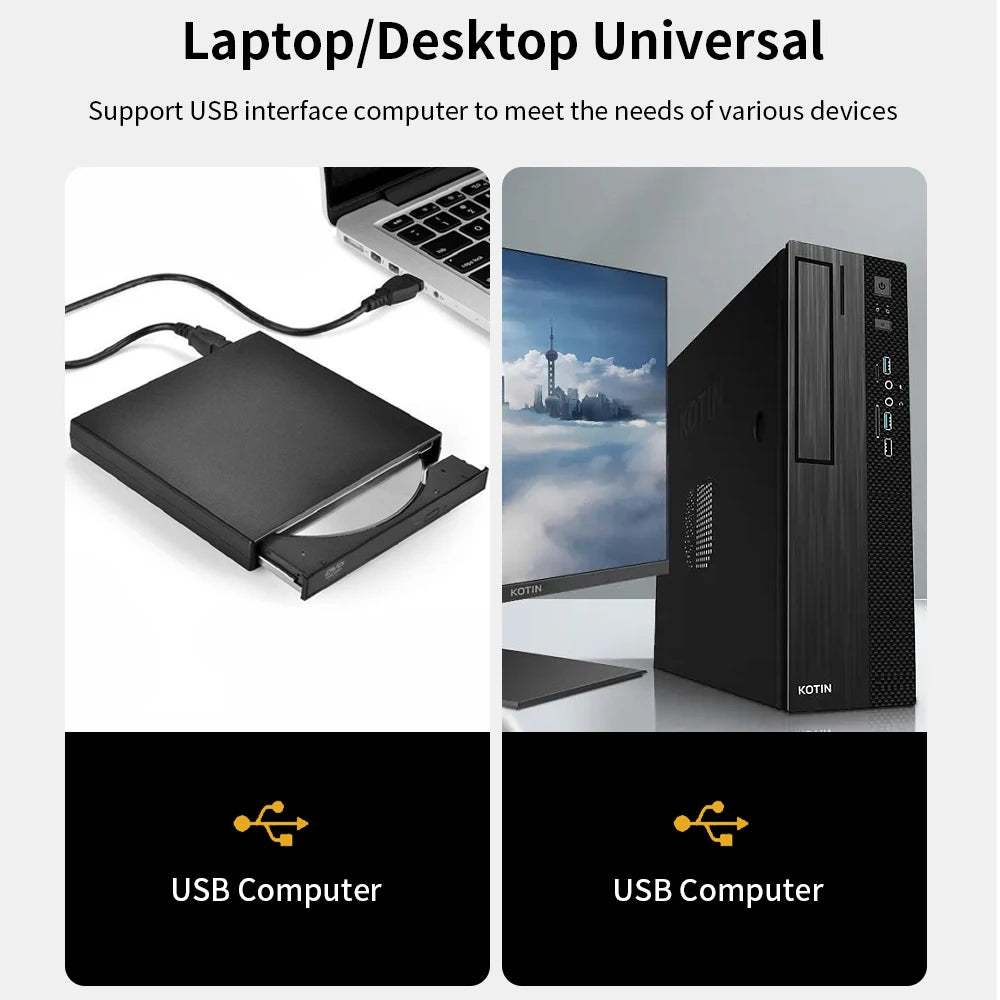 DeepFox USB External CD DVD Reader CD/DVD Drive USB2.0 External Disk Drive