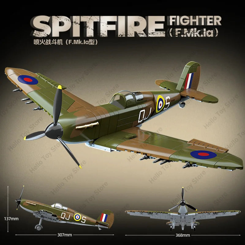 CyunSing Militär Spitfire Fighter Strike Flugzeug Bausteine Weltkrieg Bausteine Set