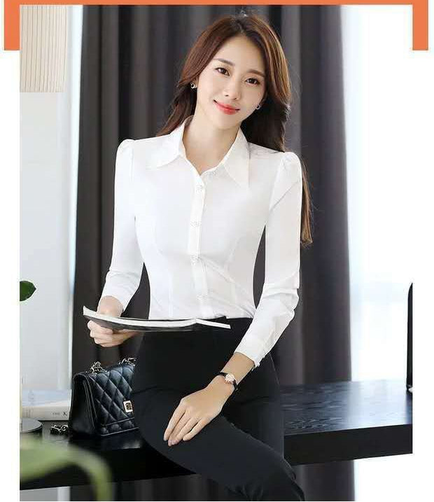Chiffon Damen Hemd Langarm Bluse (Koreanischer Style)