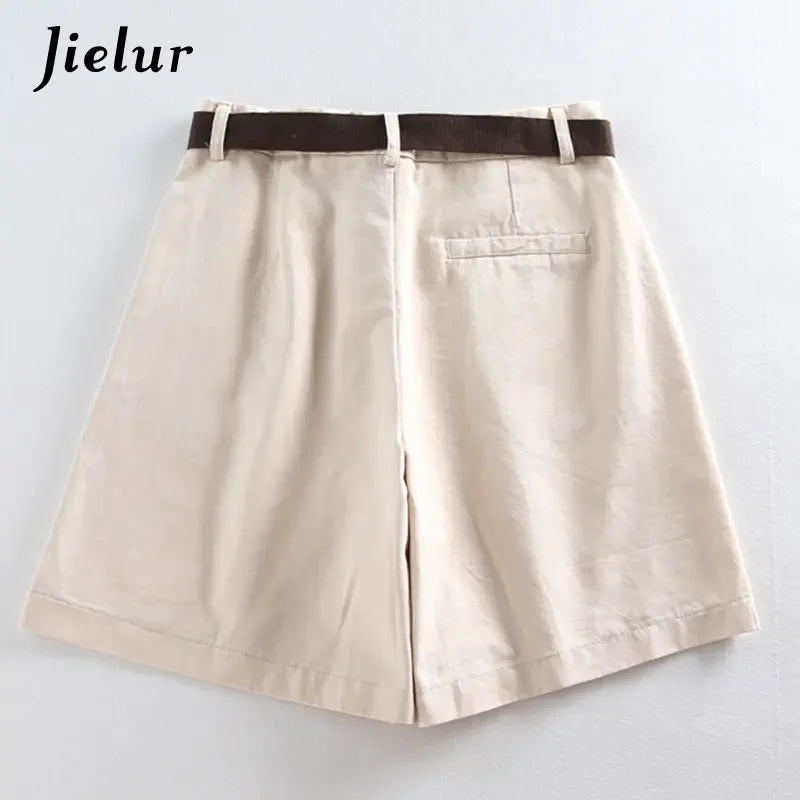 Jielur Shorts mit Gürtel kurze Hose