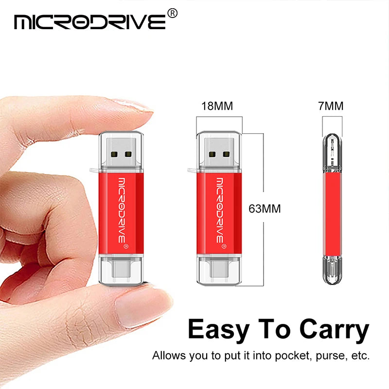 Microdrive Type C OTG USB Flash Drive 128GB 64GB 32GB 16GB 8GB 4GB