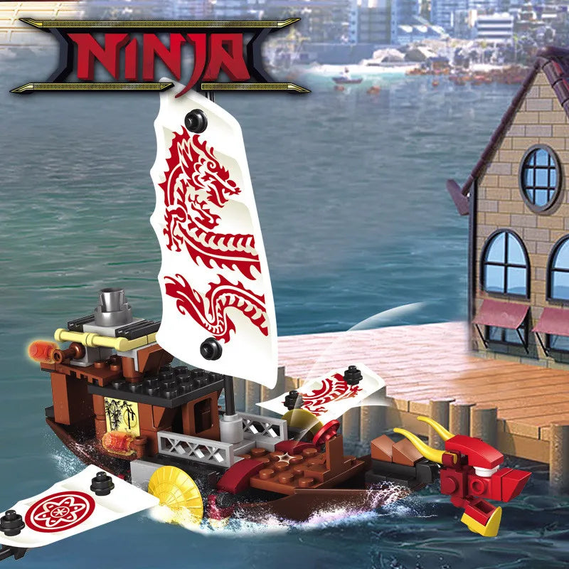BRICKPANDA Phantom Ninja Drachen Schiff Modell Figuren Boot Bausteine-Set