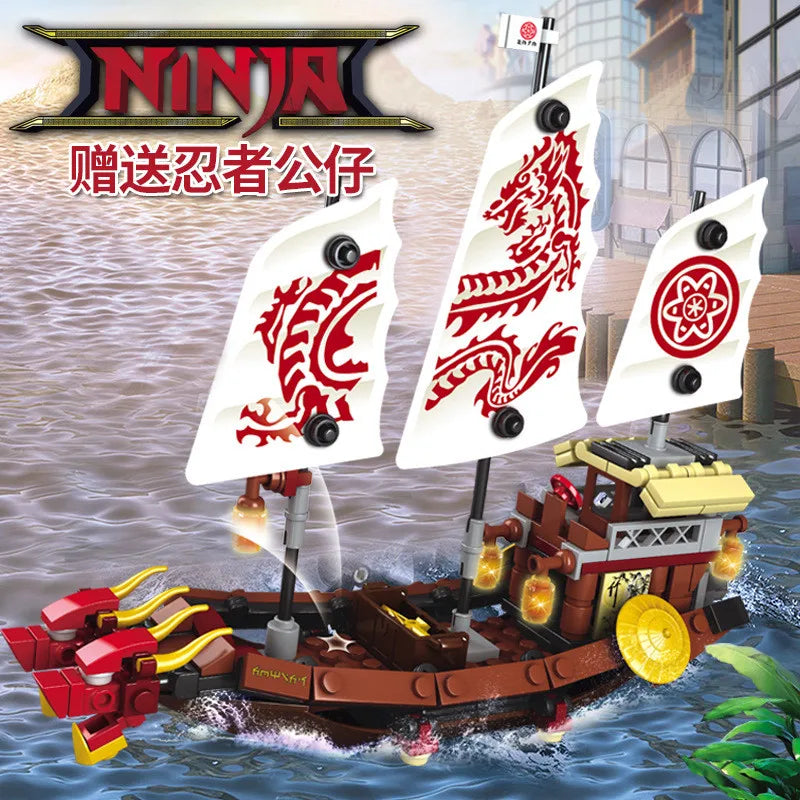 BRICKPANDA Phantom Ninja Drachen Schiff Modell Figuren Boot Bausteine-Set