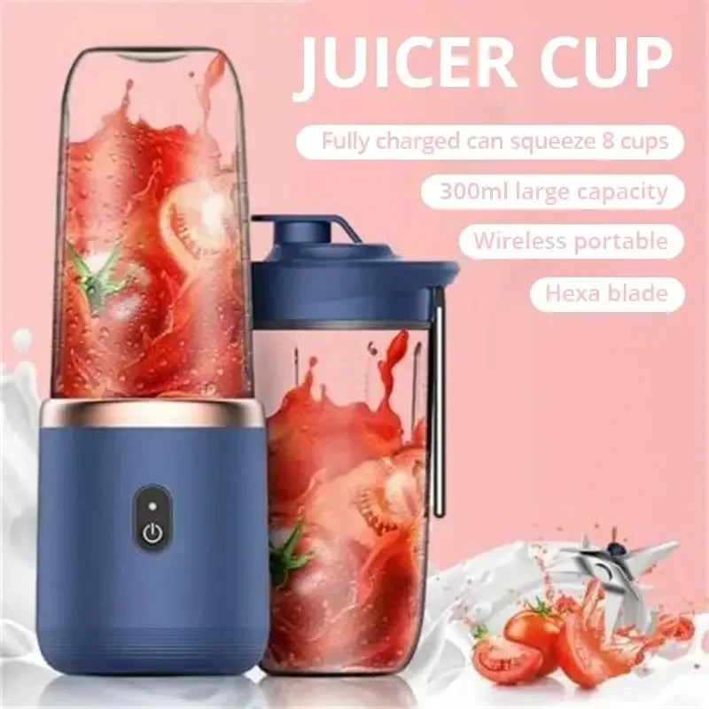 1/2 Stück Blau / Rosa Tragbare Kleine Elektrische Saftpresse Smoothie Gerät Edelstahl