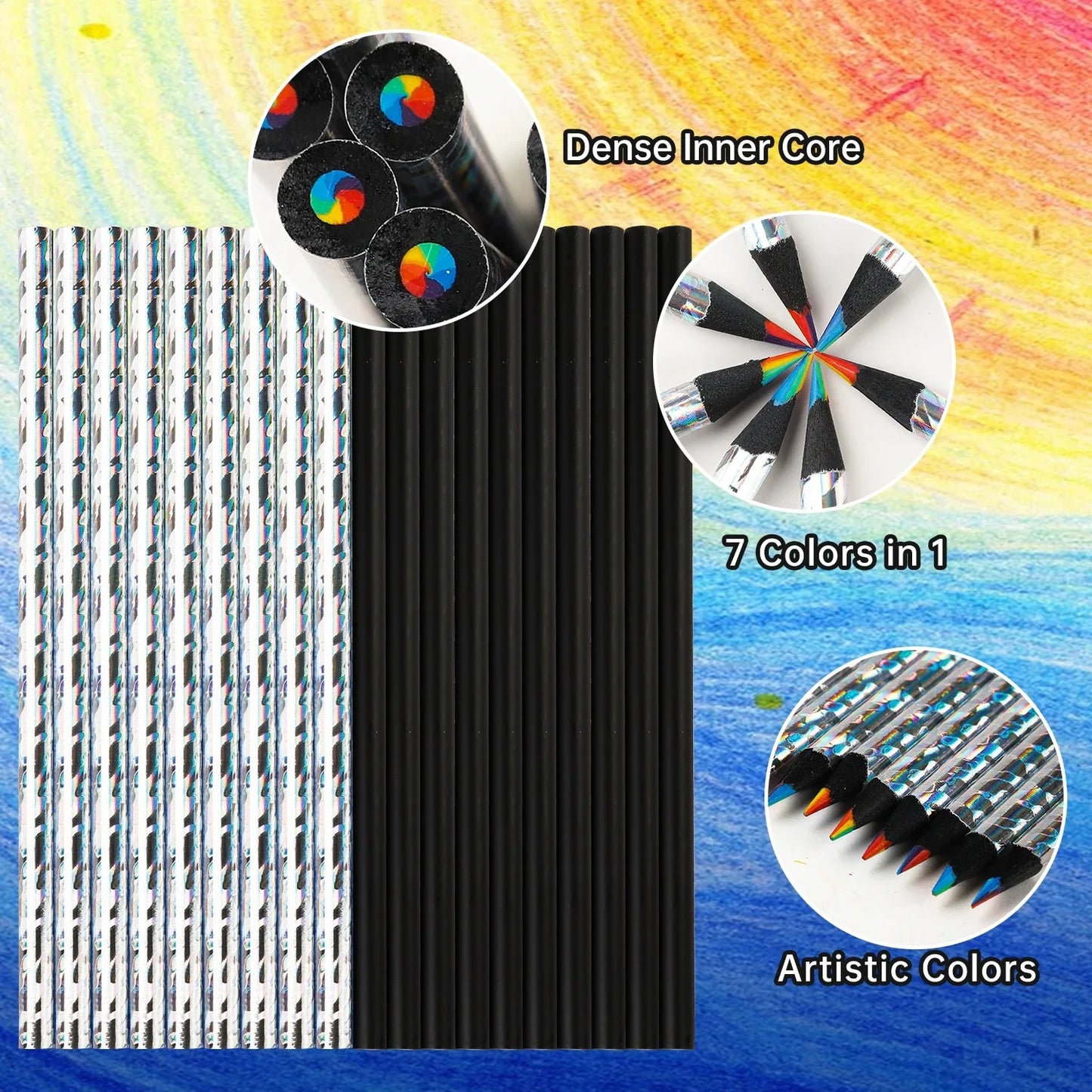 12 teiliger Satz Kawaii Regenbogen Buntstifte 7 Farben
