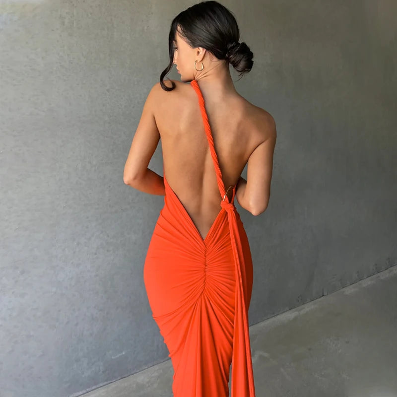 Hugcitar One Shoulder elegantes rückenfreies Kleid